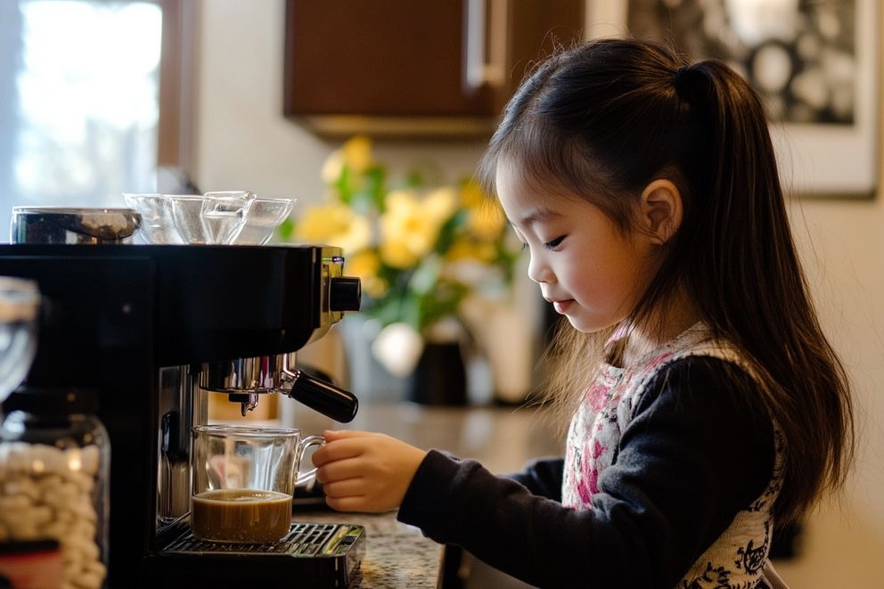 A girl making coffee | Source: Midjourney